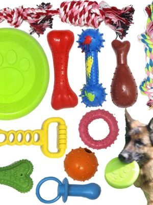 Jalousie Chew Toy Natural Rubber chew Toy for Interactive Play Toy Ball Rope Rubber Value Set for Small