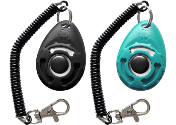 Pet Training Clicker with Wrist Strap - Dog Training Clickers (New Black + Blue)